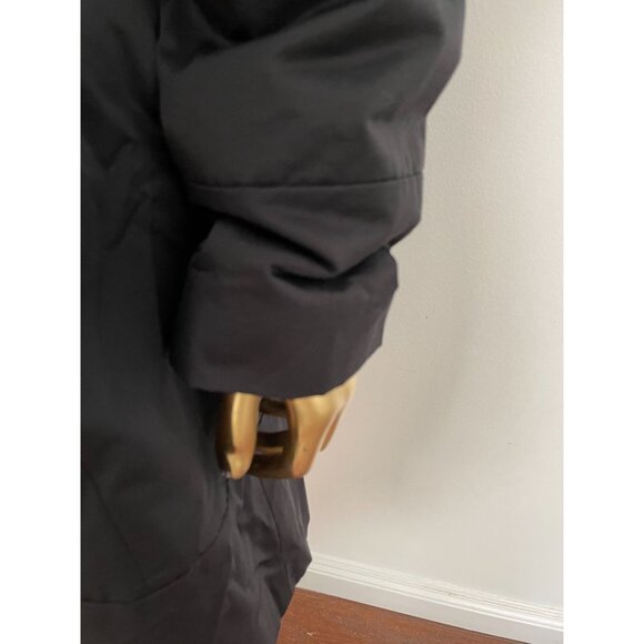 Eileen Fisher Black Weather-Resistant Coat Collar Button zip Closure Micro Liner - Picture 7 of 15